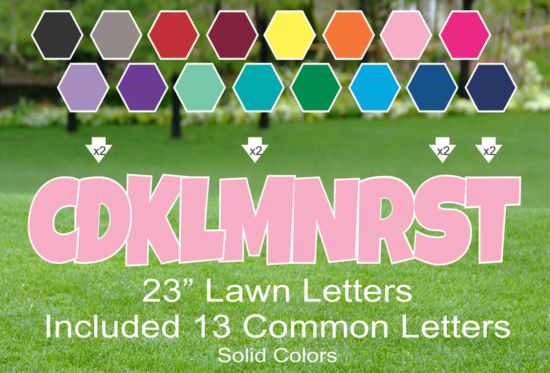 Common Consonants 23.5"  Luckiest Guy Font Yard Sign Letters - Solid Color