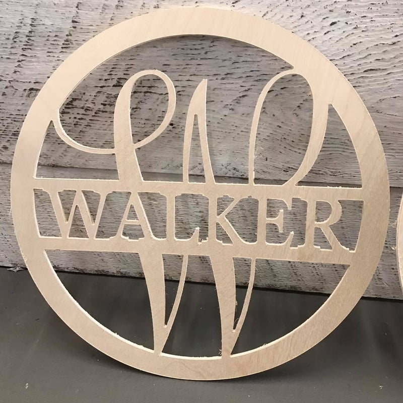 Wood -  Last Name Circle Design