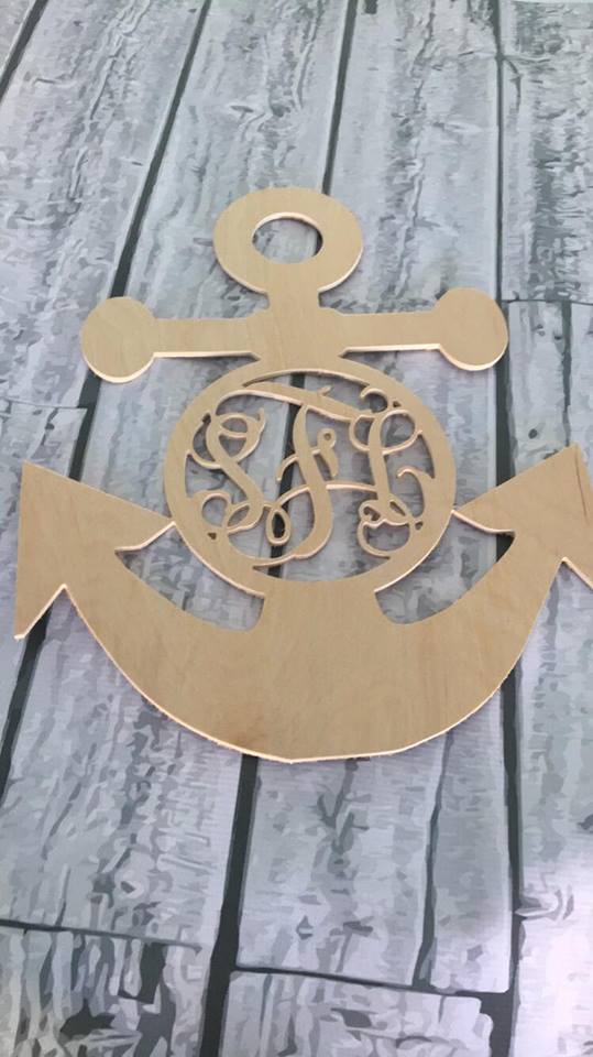 Wood - Monogrammed Anchor