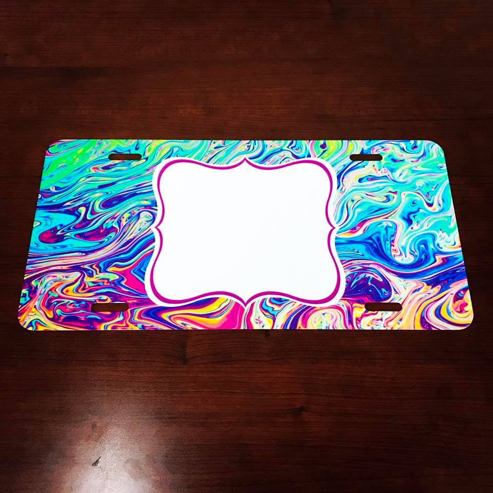 License plate- Rainbow Swirl