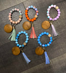 Marbled Silicone Bead Tassel  Bracelet
