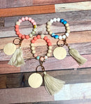 Crochet Bead Bracelet W/ Tassel