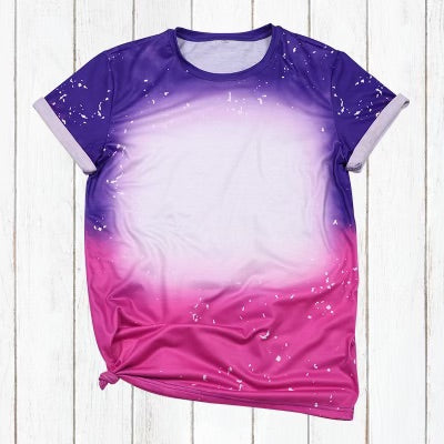 Polyester Bleach T-Shirt - Purple/Pink Ombre