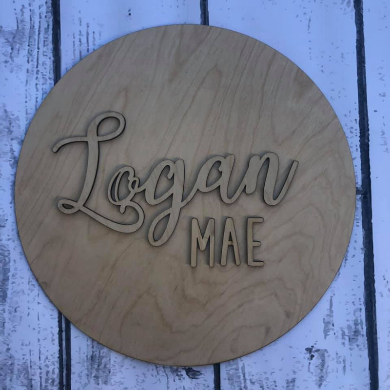 3D Custom Wood Name Round