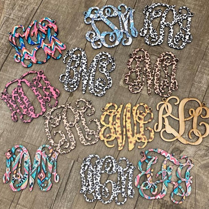 Wood Monogram Car Charms