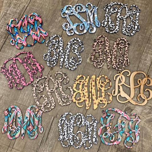 Wood Monogram Car Charms