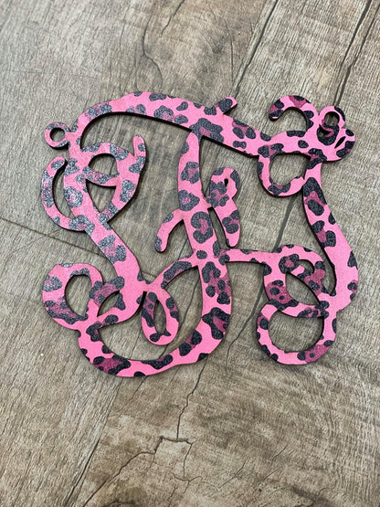 Wood Monogram Car Charm