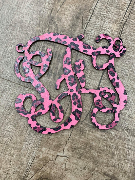 Wood Monogram Car Charm