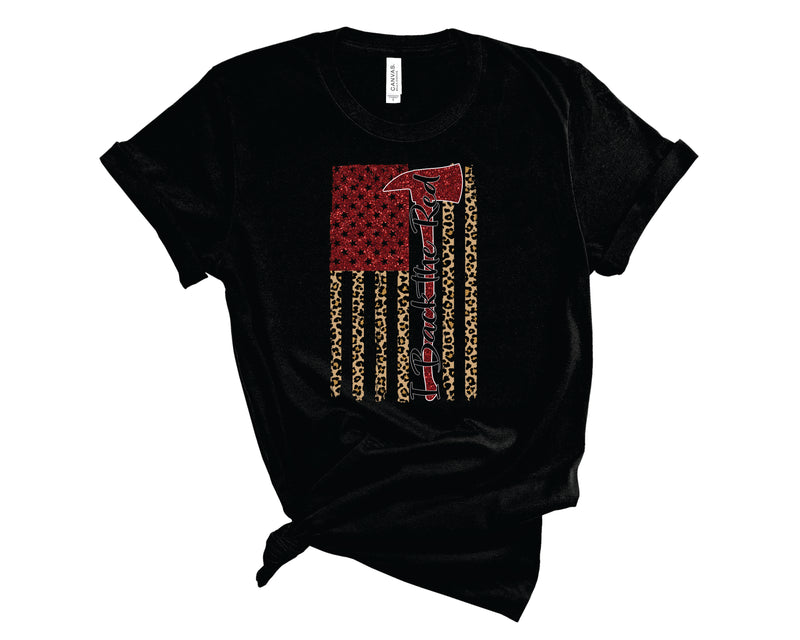 Back The Red Leopard Glitter Flag - Graphic Tee