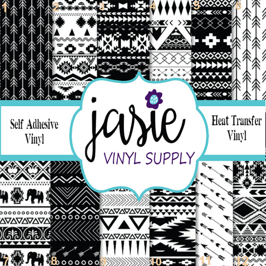Black Aztec Printed Vinyl