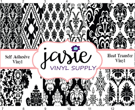 Black Damask Printed Vinyl