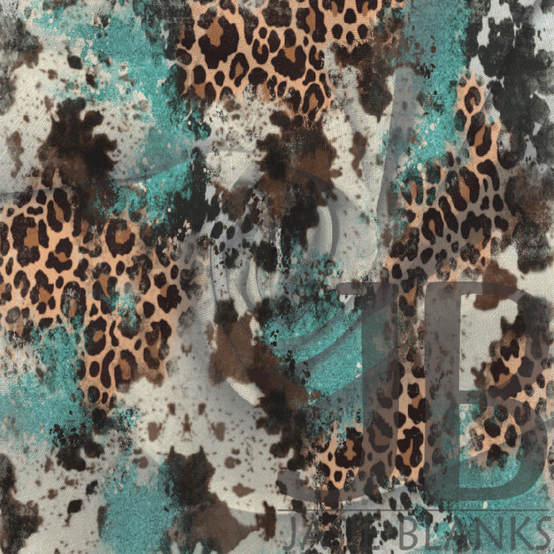 Turquoise Cow/Leopard Fabric