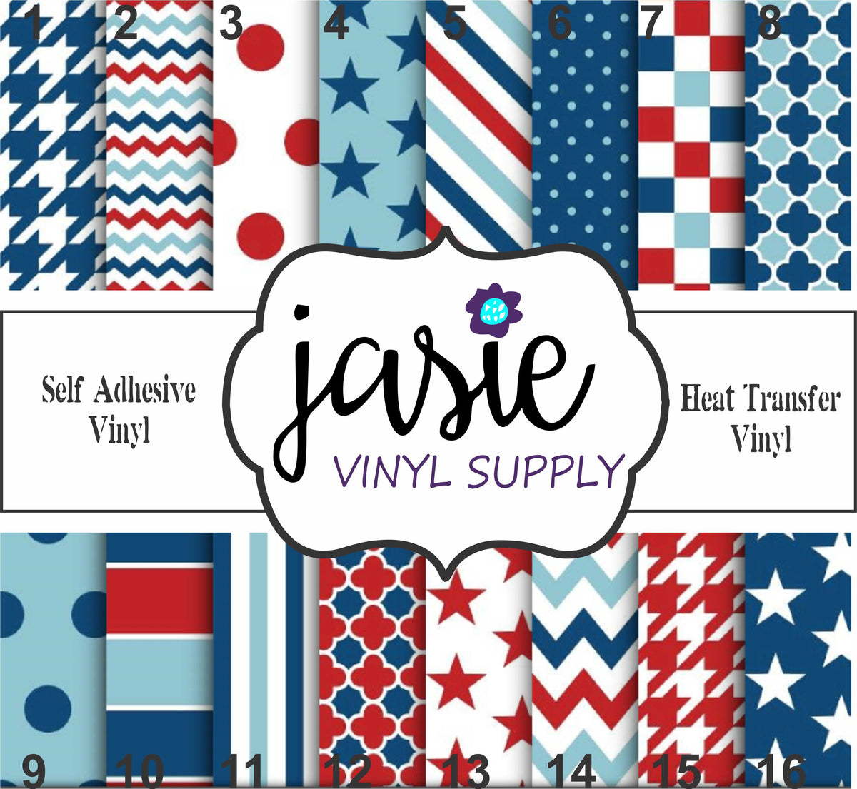 Blue & Red USA Printed Vinyl