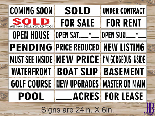 Real Estate Riders - Black with White Background- Single Sided