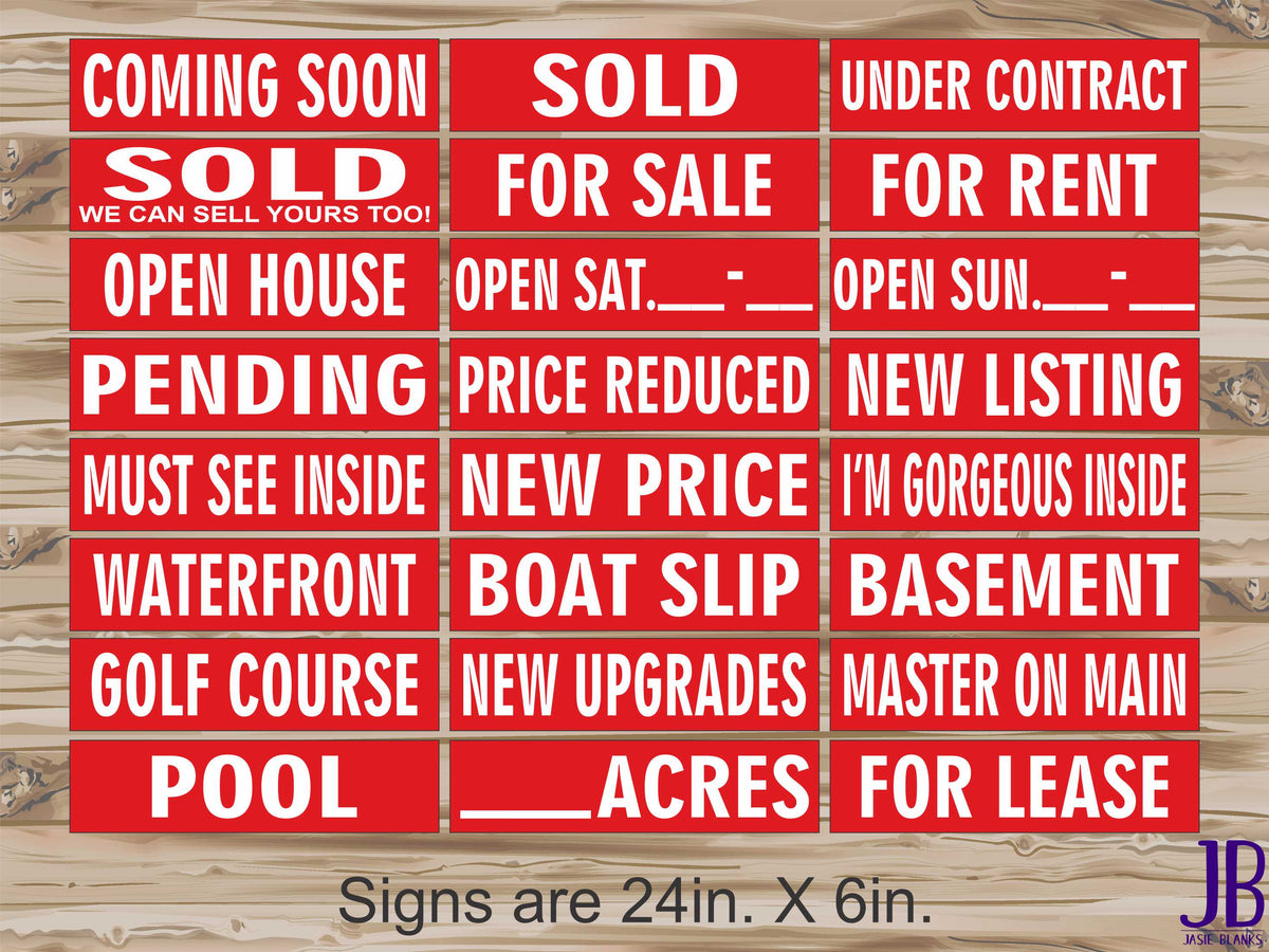 Real Estate Riders - White Letters Red Background Single Sided