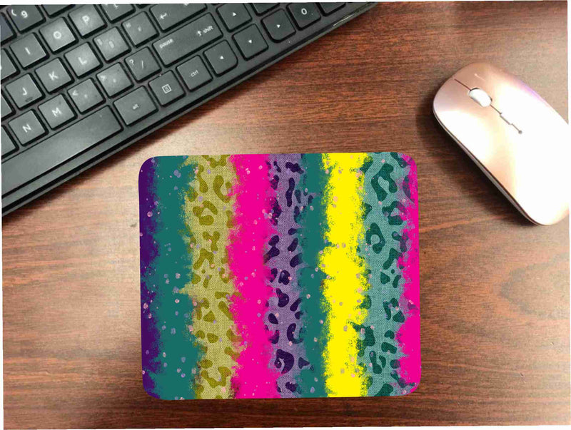 Bright Colors Leopard Brush Stroke Mouse Pad