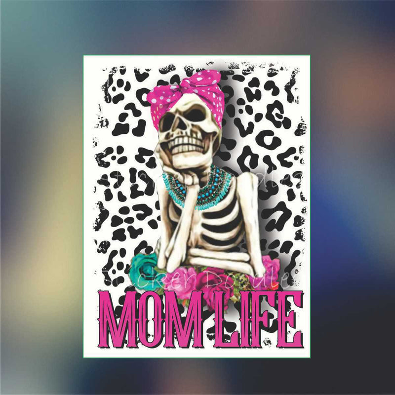 Cheetah Skull Mom Life - Sticker