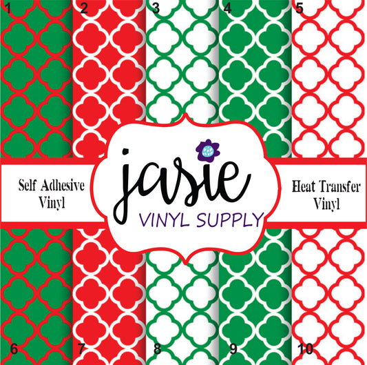 Christmas Quatrefoil Printed Vinyl