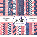 Coral and Navy Printed Vinyl