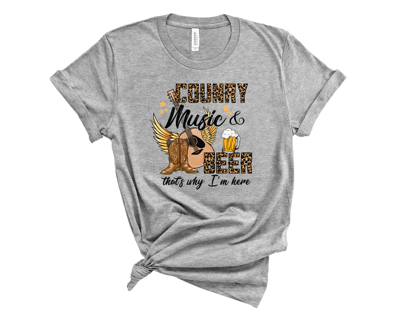 Country Music & Beer Leopard - Graphic Tee
