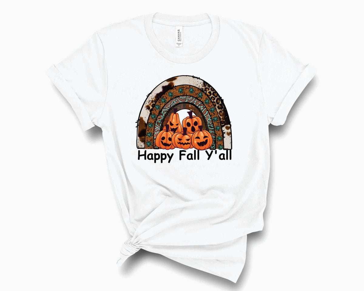 Cow Turquoise Happy Fall Ya'll Rainbow- Transfer