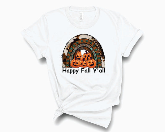 Cow Turquoise Happy Fall Ya'll Rainbow- Transfer