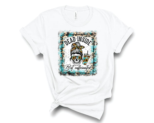 Dead Inside But Caffeinated Teal Sunflower -  Transfer