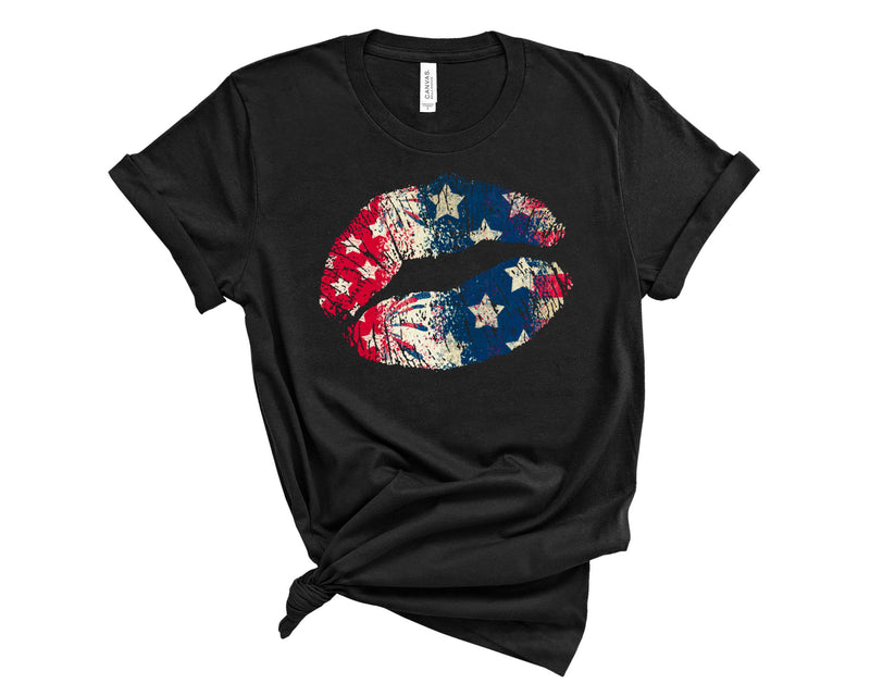 Distressed Flag Lips - Graphic Tee