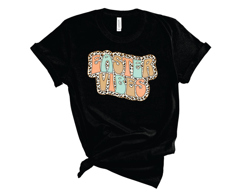 Easter Vibes Retro Leopard Peach Mint  - Graphic Tee