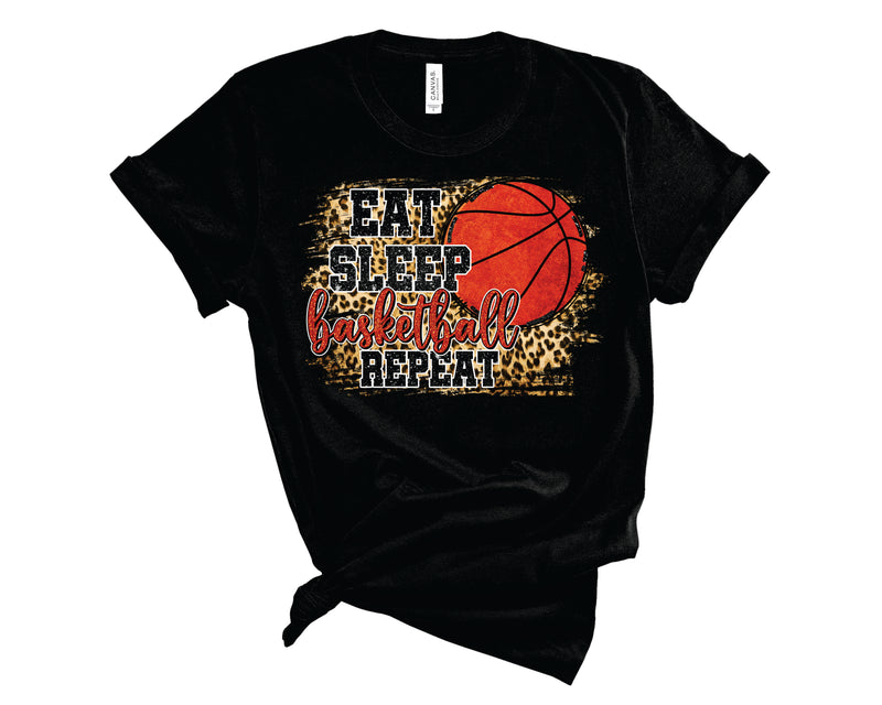 Eat, Sleep, Basketball, Repeat Leopard Glitter | Transfer