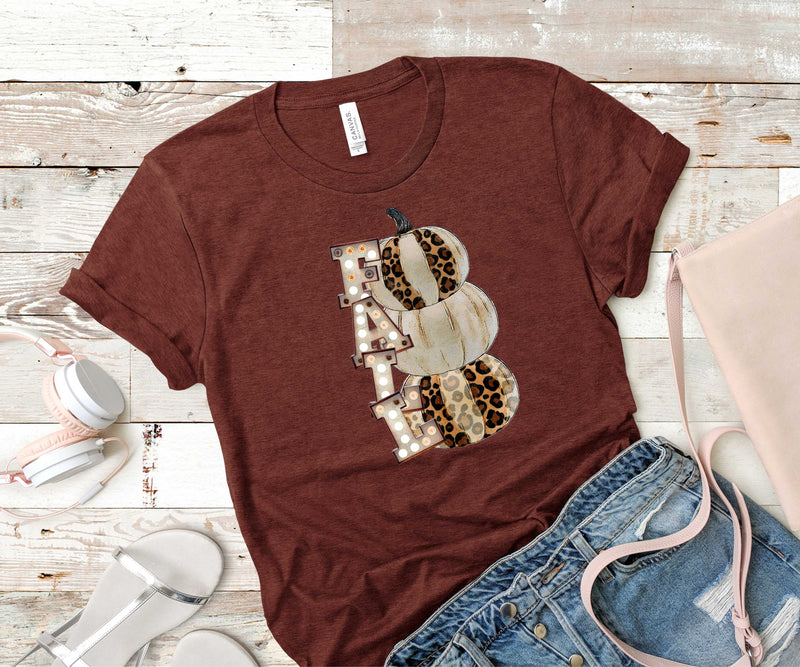Graphic Tee - FALL Leopard Stacked Pumpkins