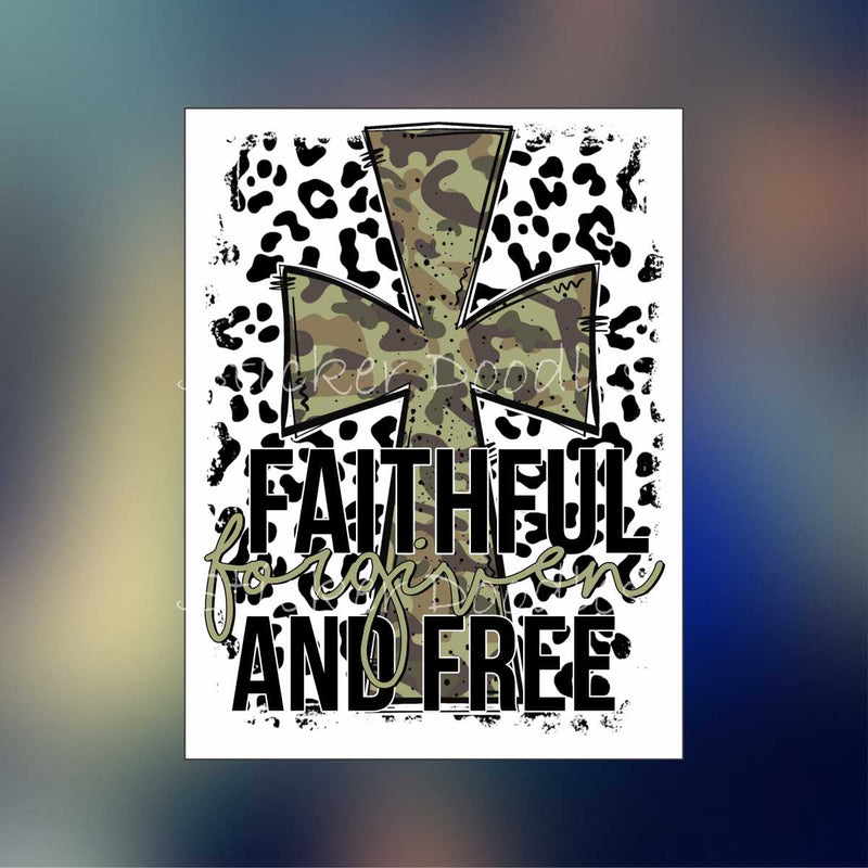Faithful Forgiven and Free Camo - Sticker
