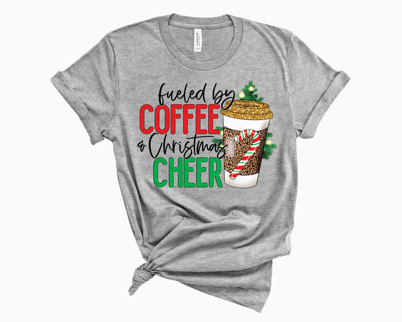 Fueled By Coffee & Christmas Cheer Leopard - Graphic Tee
