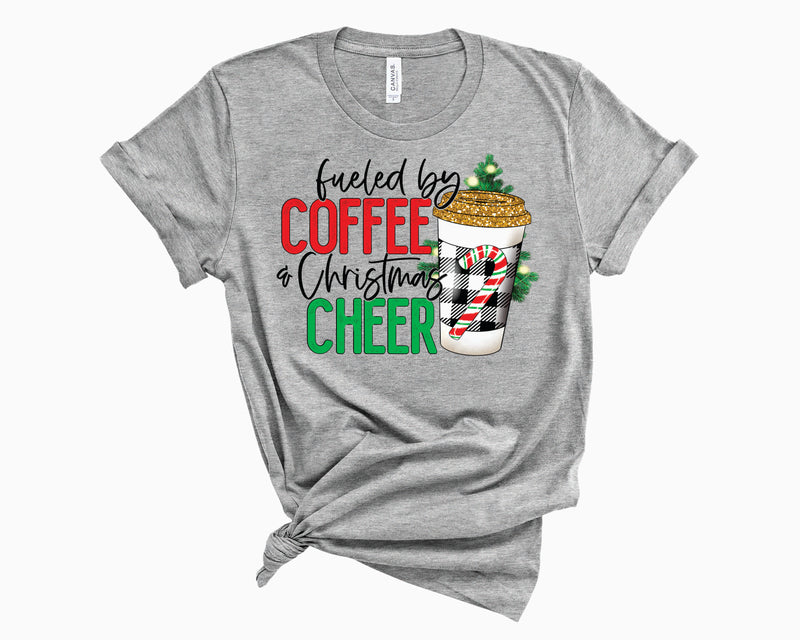 Fueled By Coffee & Christmas Cheer Plaid - Graphic Tee