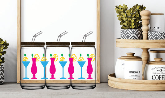 16oz Glass Jar Sublimation Wrap-- Fun Drinks