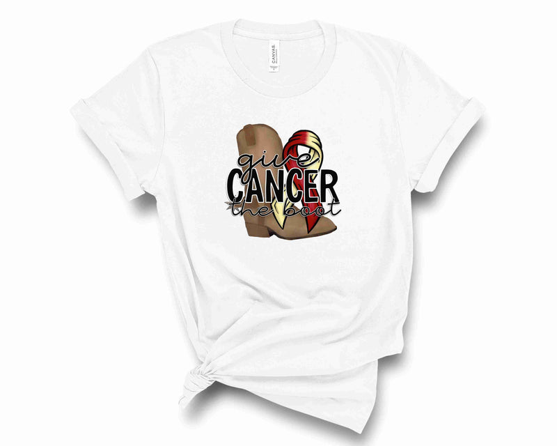 Give Cancer the Boot - Burgundy & Ivory Ribbon - Transfer