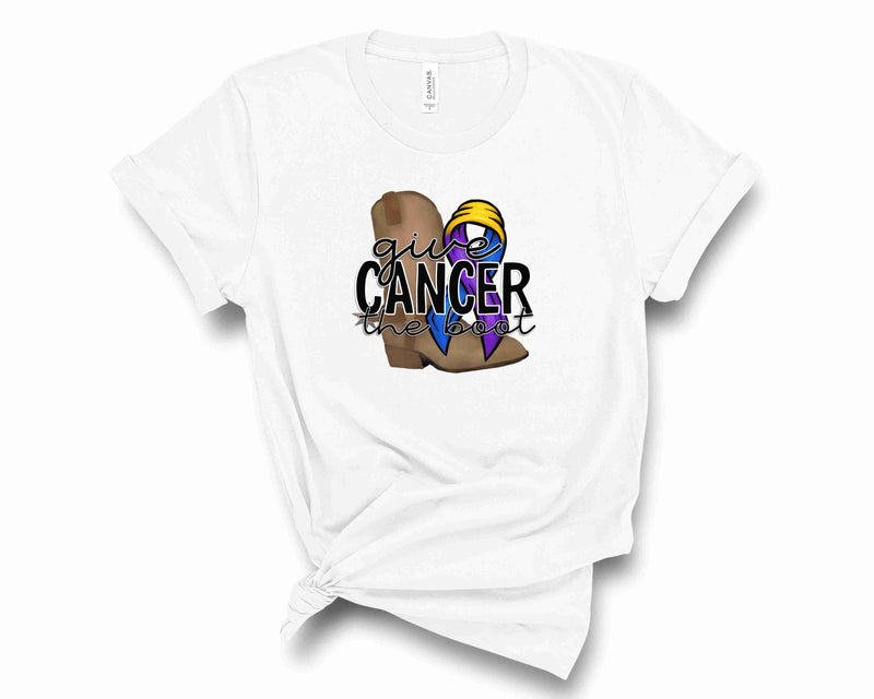 Give Cancer the Boot - Blue Purple Yellow Ribbon - Graphic Tee