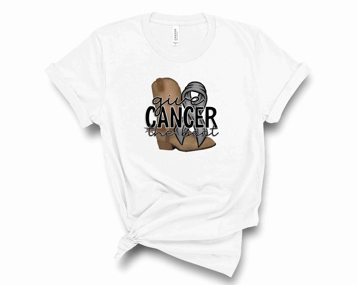 Give Cancer the Boot - Grey Ribbon - Transfer