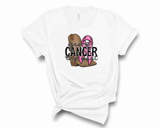 Give Cancer the Boot -  Pink Ribbon - Transfer