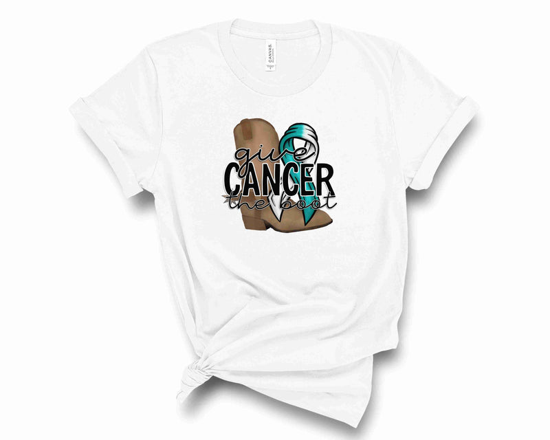 Give Cancer the Boot - Teal & White Ribbon - Graphic Tee