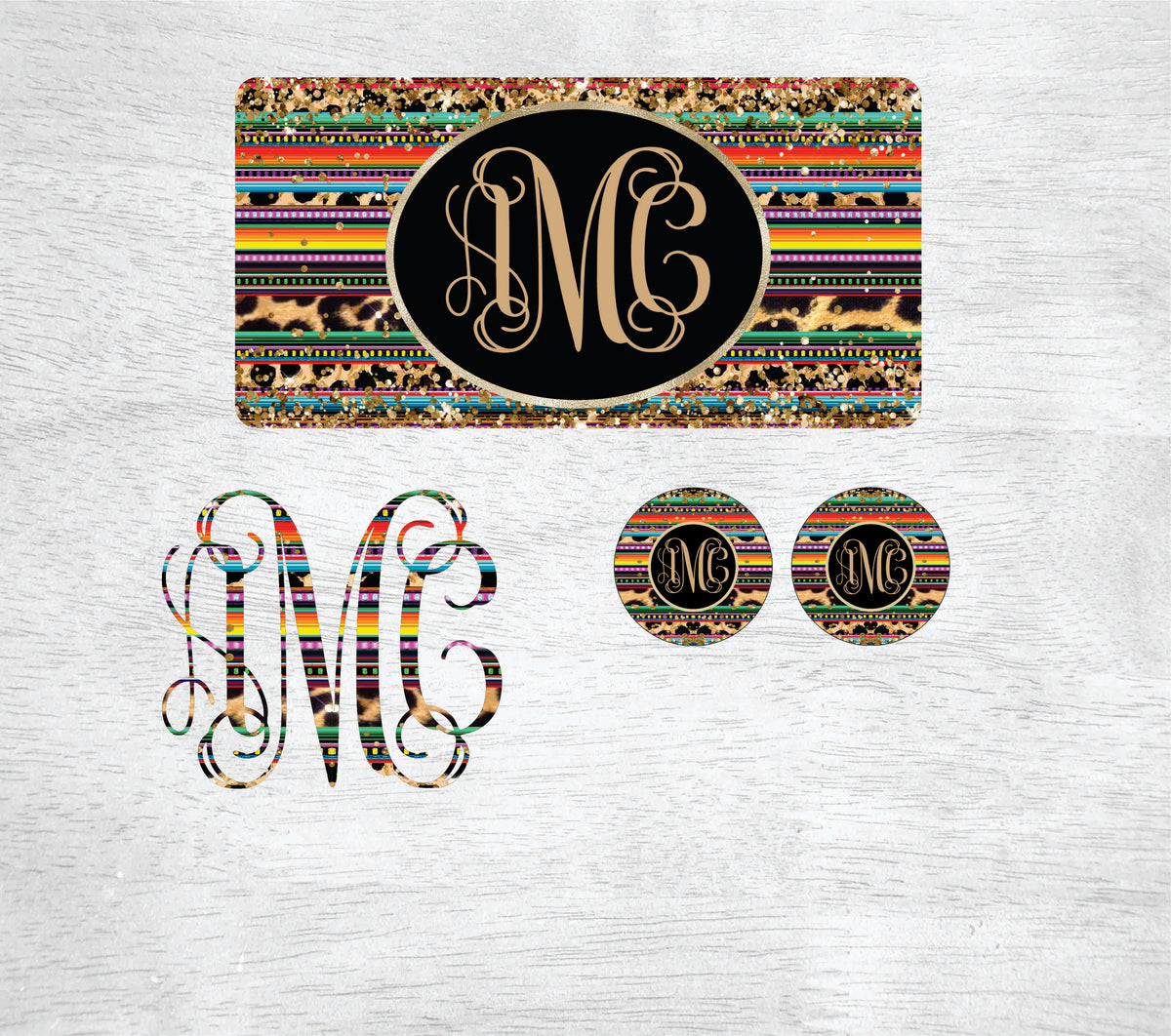 Glitter Leopard Serape Car Kit