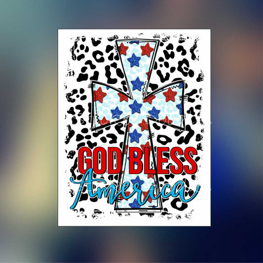 God Bless America Cross - Sticker