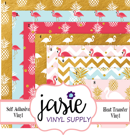 Golden Pineapple-Flamingo Printed Vinyl