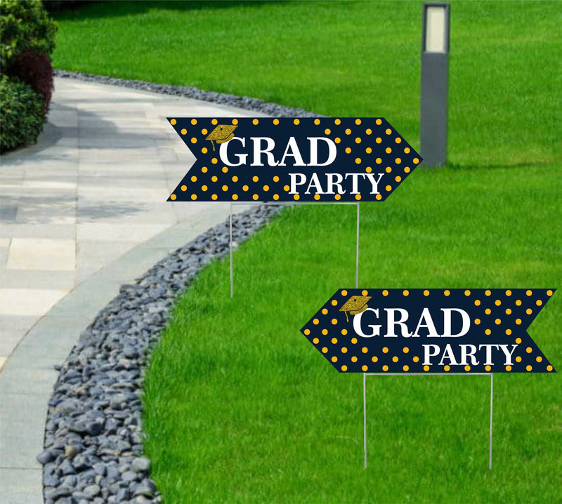 Graduation Party Arrows - Navy w/ Gold Dots