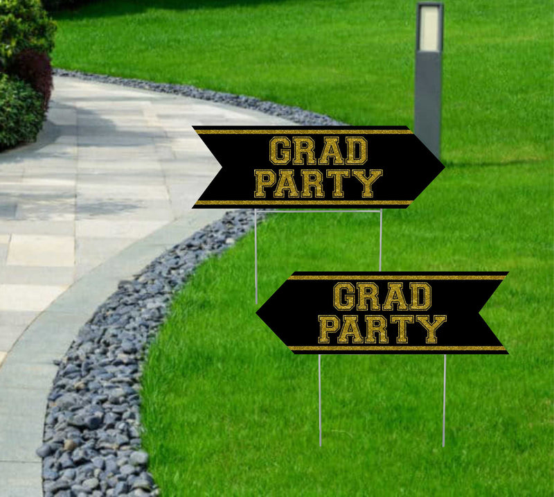 Graduation Party Arrows - Black w/ Gold Glitter Stripes