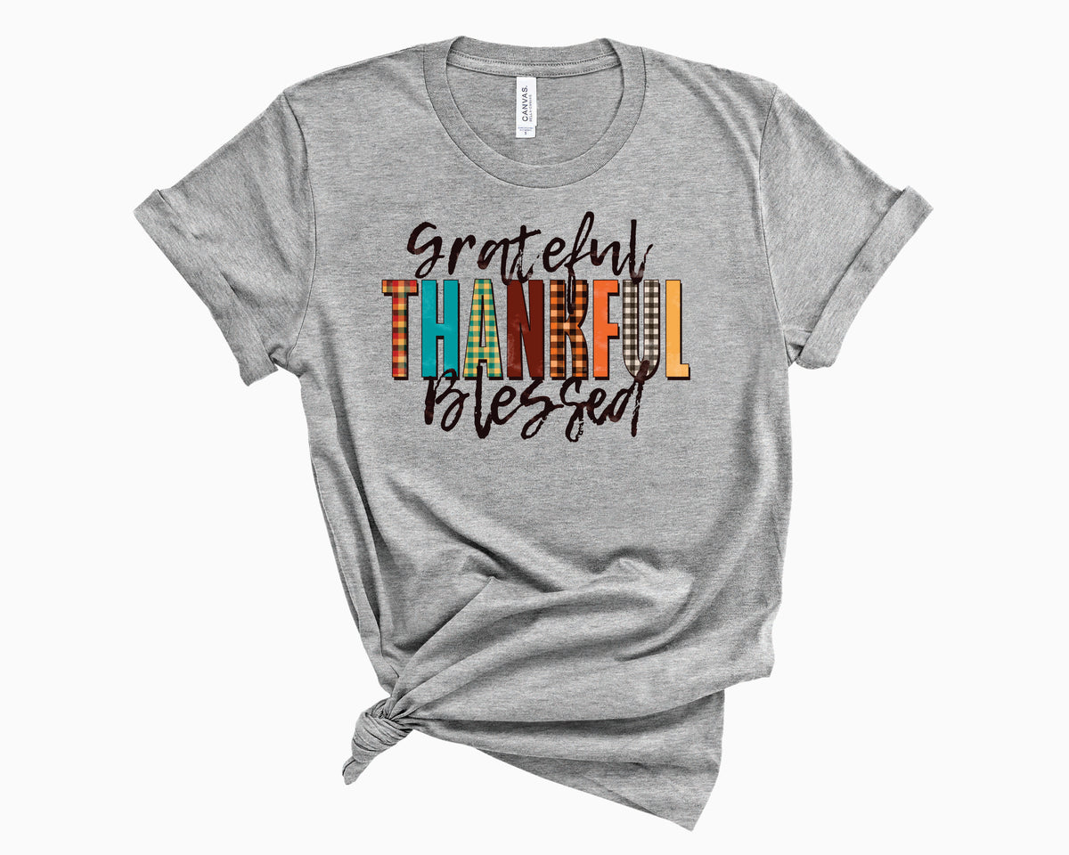 Grateful Thankful Blessed Plaid- Transfer