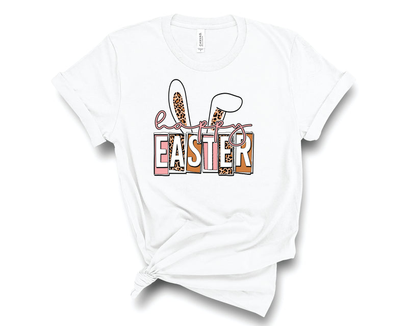 Happy Easter Ears Leopard Neutral - Graphic Tee