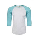 Unisex Raglan - Heather White/Tahiti Blue