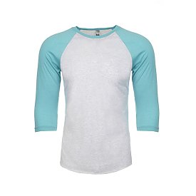 Unisex Raglan - Heather White/Tahiti Blue