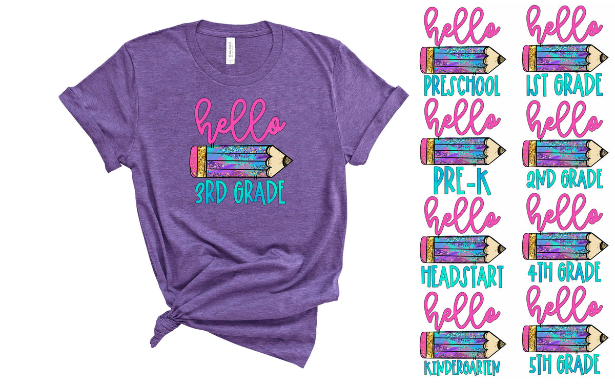 Hello Grade Colorful Pencil - Transfer